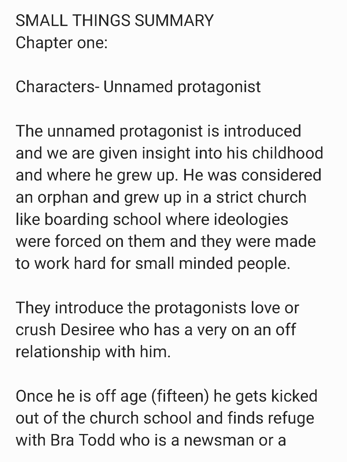 Preview image for ENG1501 SMALL THINGS SUMMARY